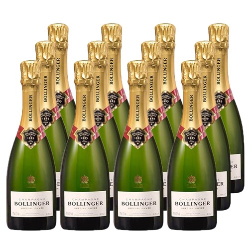 Case of 12 Bottles of Half Bottle of Bollinger Special Cuvee Champagne 37.5cl – Ideal for Parties or Giveaways